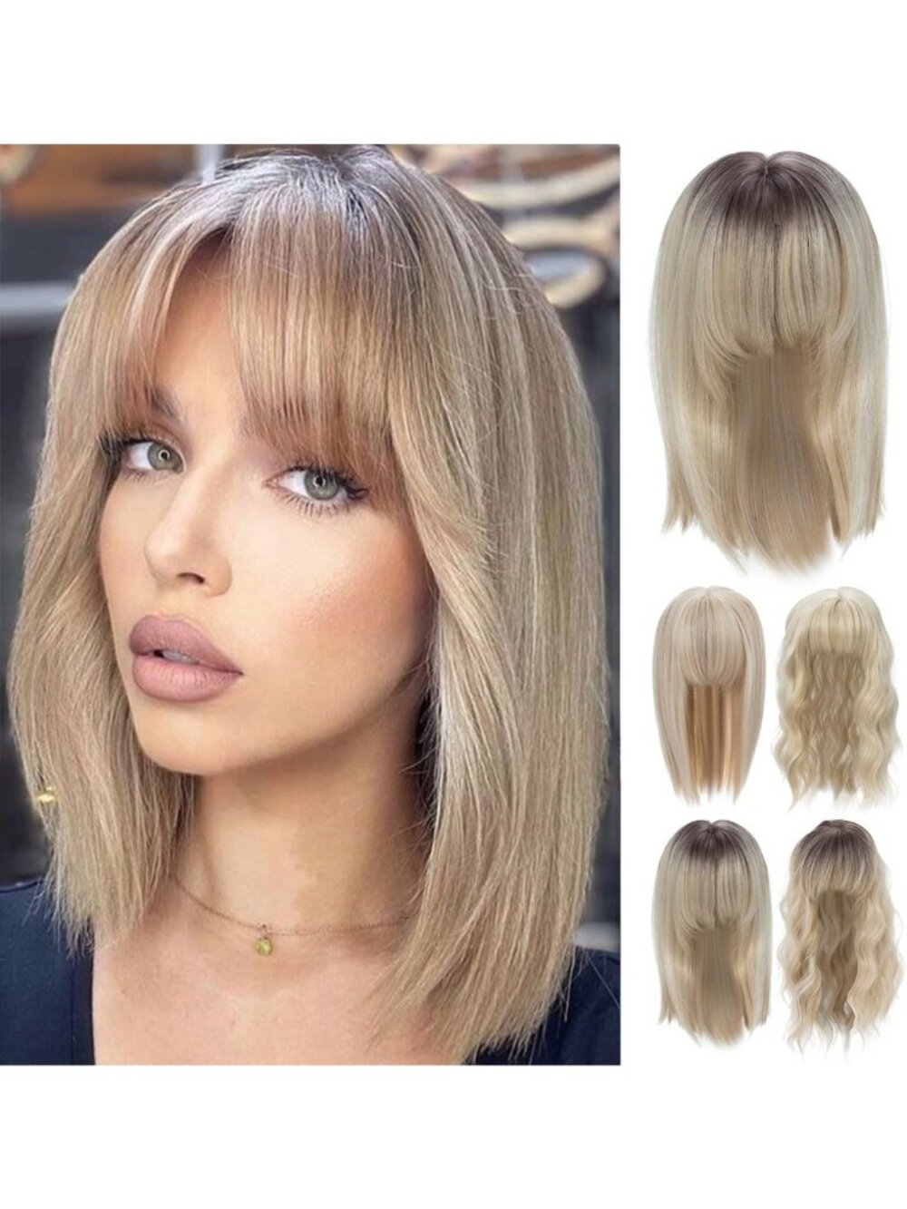 14 Inch Balayage Blonde Hair Toppers for Thinning Hair - Natural Straight